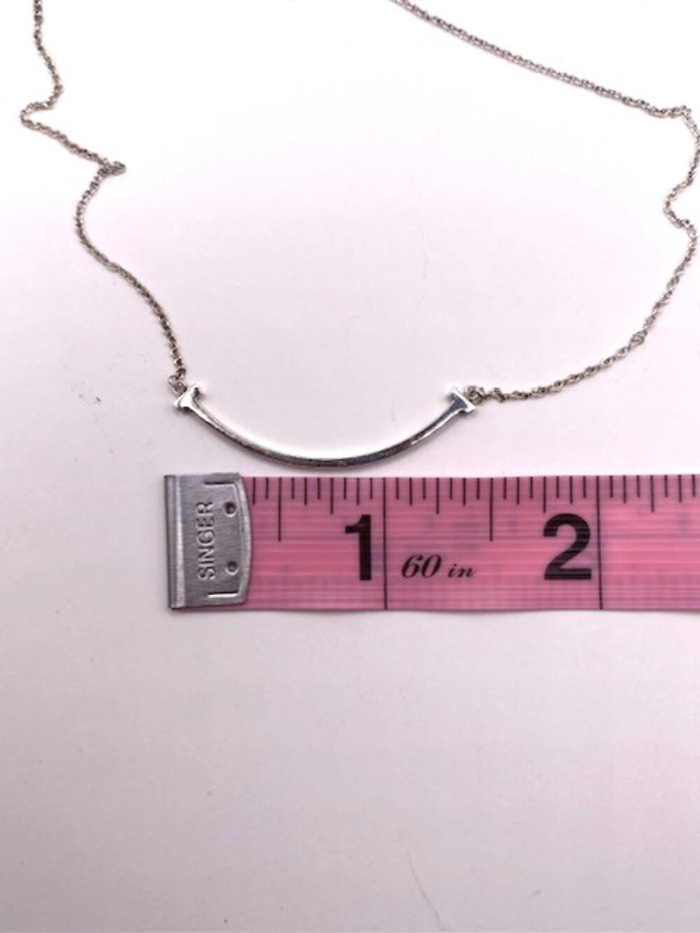 Tiffany & Co Sterling Silver Necklace T-smile Pendant Authentic - Picture 6 of 9